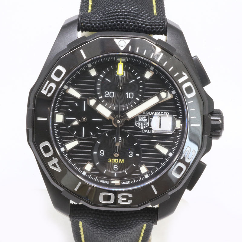 TAG HEUER タグホイヤー アクアレーサー クロノ ブラックバージョン CAY218A.FC6361 自動巻き メンズ 腕時計 (質屋 藤千商店)