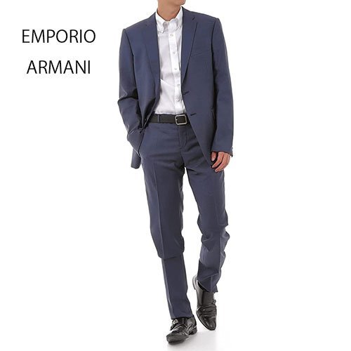 リアル / ARMANI EMPORIO 新品 エンポリオ 52(W1VMEB-W1508-921-B52) ブルーグレー パンツ ジャケット スーツ アルマーニ Lサイズ