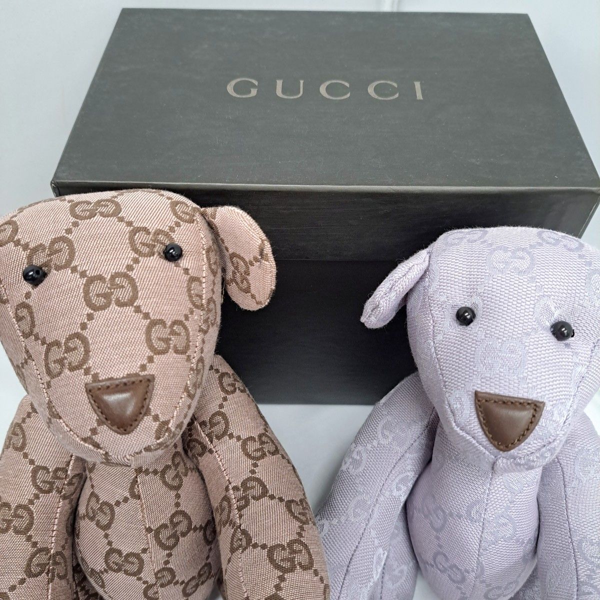 GUCCI グッチ ぬいぐるみ テディベア　くま　クマ　2体セット　GGキャンバス　パープル　ブラウン　ベージュ