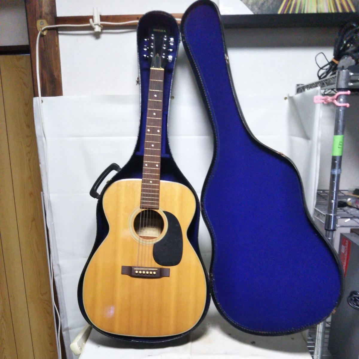 送料無料(１M2381)Hotaka　穂高　アコースティックギター HF-80 アコギ　ハードケース付き