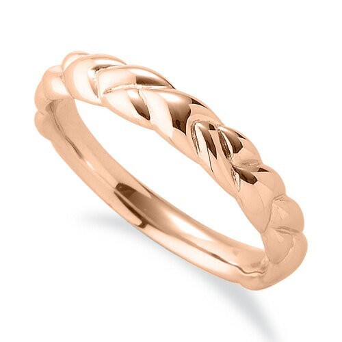 指輪 18金 ピンクゴールド 編み込み模様のデザインリング 幅3.7mm