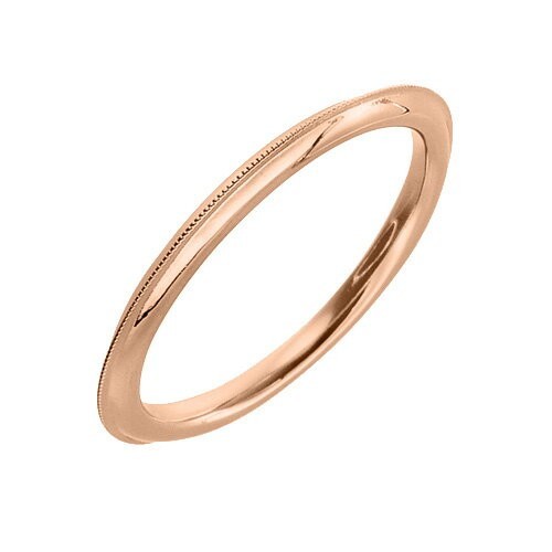 指輪 18金 ピンクゴールド 上品なミル打ちラインリング 幅1.6mm