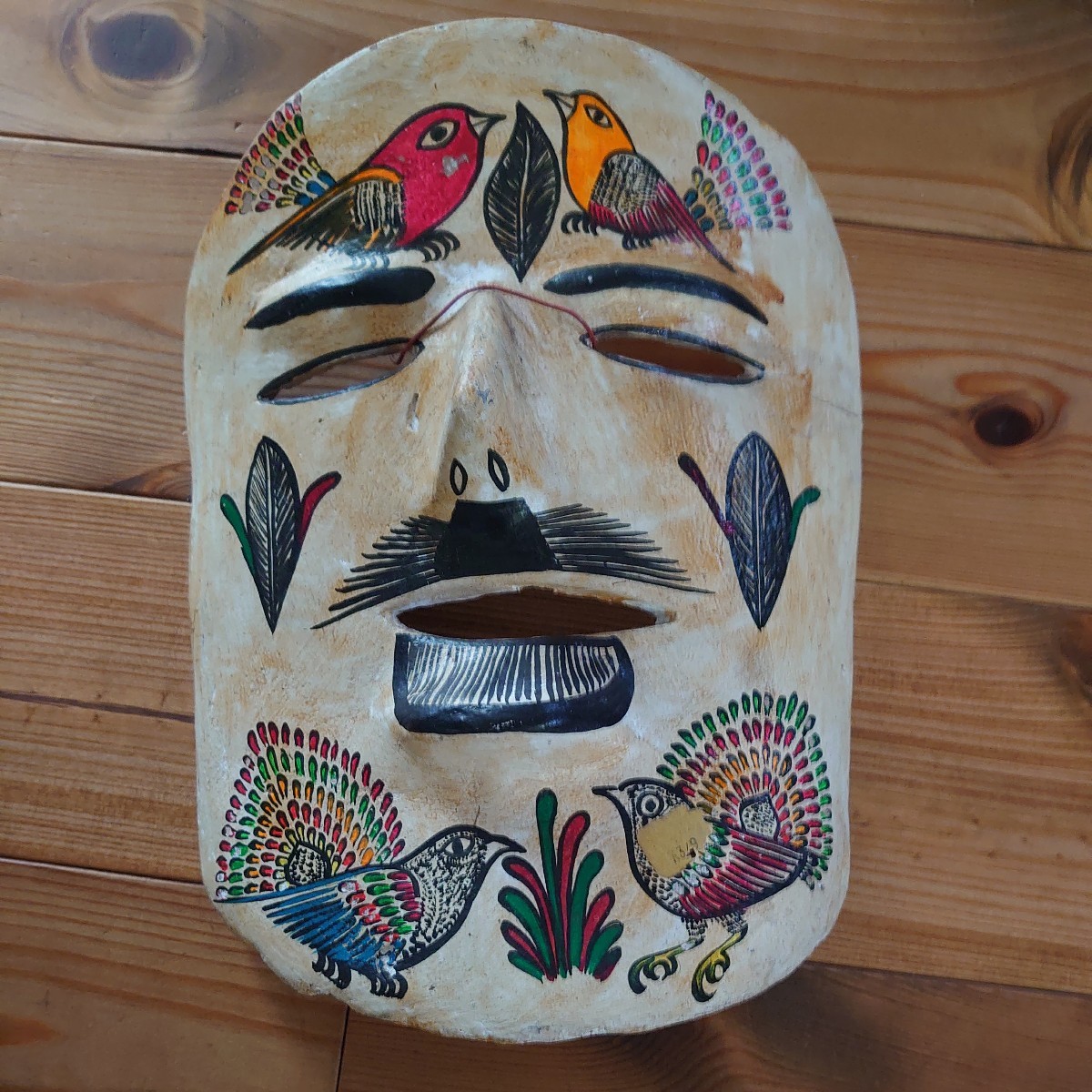希少 激レア品 木製 陶器 木彫り お面 マスク 民族面 仮面