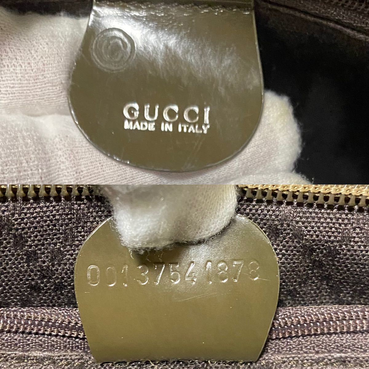 極美品 GUCCI バンブー 2way ナイロン トートバッグ ブラウン 茶系