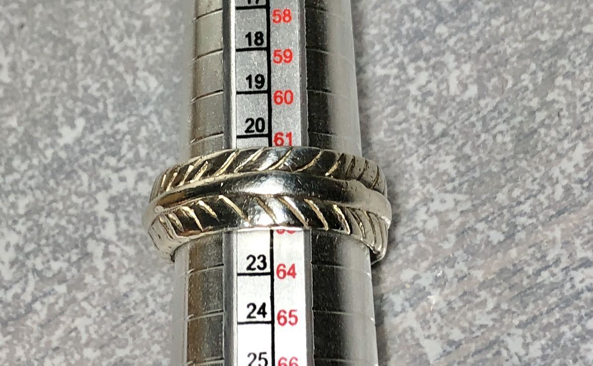上品な フェザー シルバー 指輪 21.5号 ストーン ターコイズカラー 925