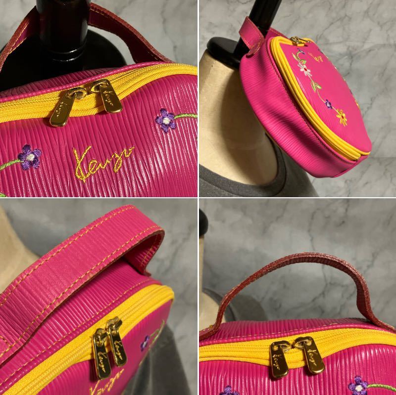 ws550】美品 KENZO ケンゾー ハート バッグ ポーチ 革 バニティ ws550】美品 KENZO ケンゾー ハート バッグ ポーチ 革 バニティ