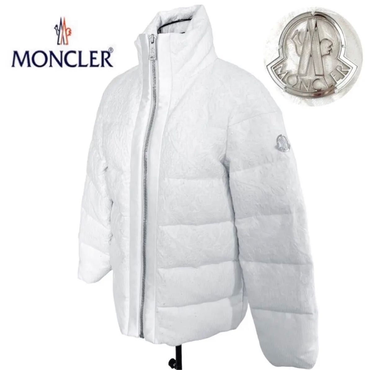 希少品 MONCLER モンクレール ラメ ホワイト ダウンジャケット 花柄