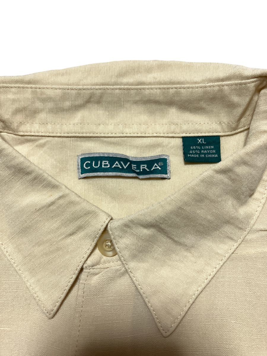 US古着 CUBAVERA リネンレーヨン ラインデザイン 半袖シャツ sizeXL【1312】_画像5