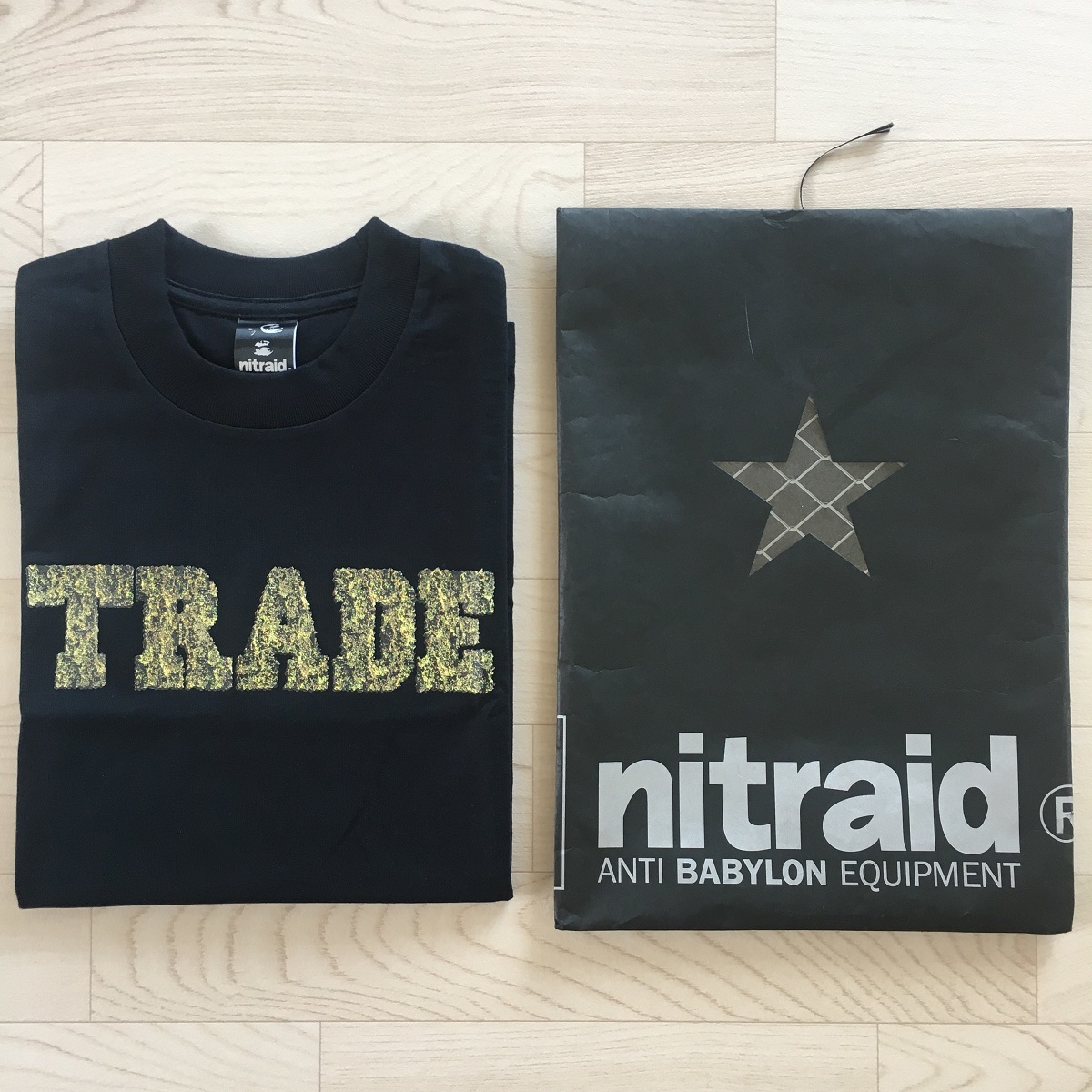 【リアルウィード柄/未使用品】 NITRAID TRADE TEE 黒 Mサイズ REAL WEED ナイトレイド 専用袋付き
