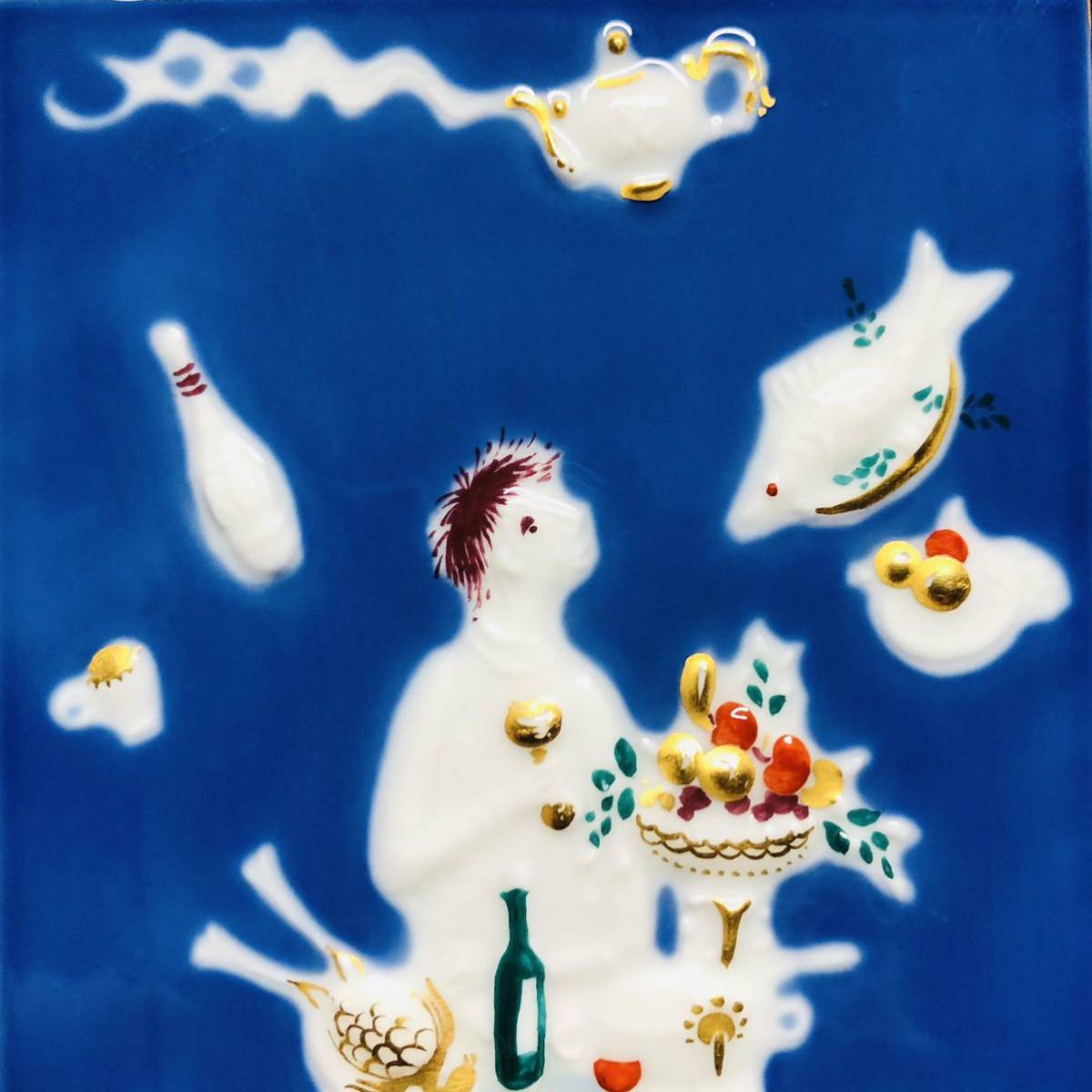 Meissenマイセン/※1級品　青のメルヘンシリーズ「魔法の食卓」　陶板_画像6