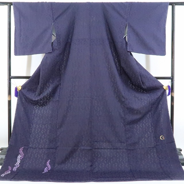 ゆめsaku2 新品 やまと誂製 想屋 刺繍 着物 仕付け糸付 正絹“ロマン溢れる夢を開く深紫色の空”お召付下げ 2142_画像3