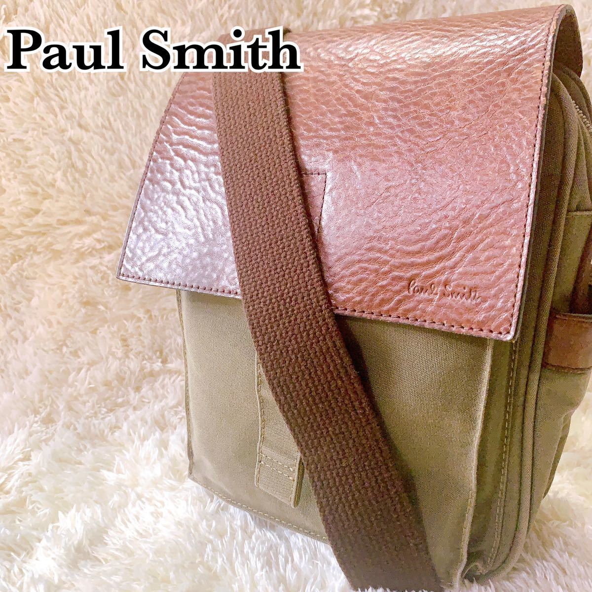 Paul Smith ポールスミス ショルダーバッグ キャンバス レザー_画像1