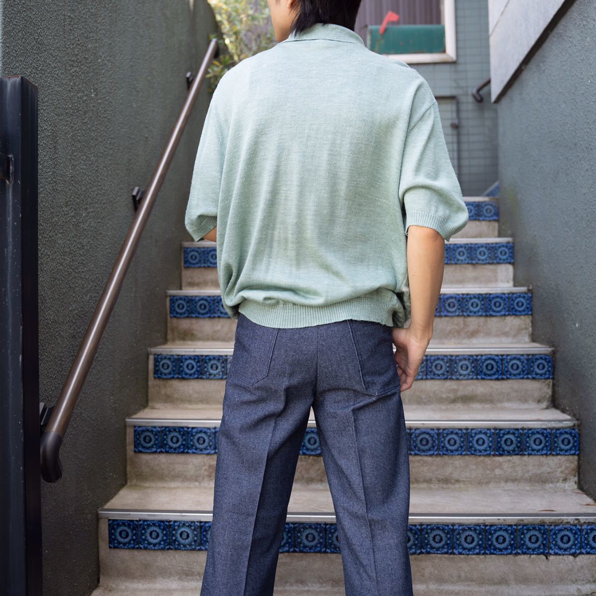 EU VINTAGE Paul Rhodamel HALF SLEEVE CHECK PATTERNED KNIT POLO SHIRT/ヨーロッパ古着半袖チェック柄ニットポロシャツ_画像2