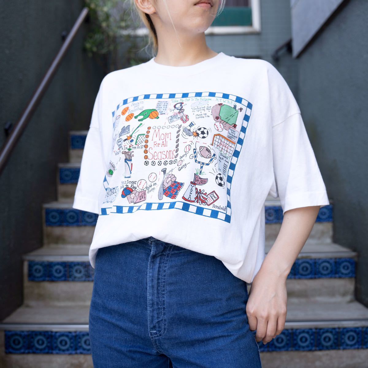 USA VINTAGE FRUIT OF THE LOOM SPORT DESIGN T SHIRT/アメリカ古着スポーツデザインTシャツ_画像1