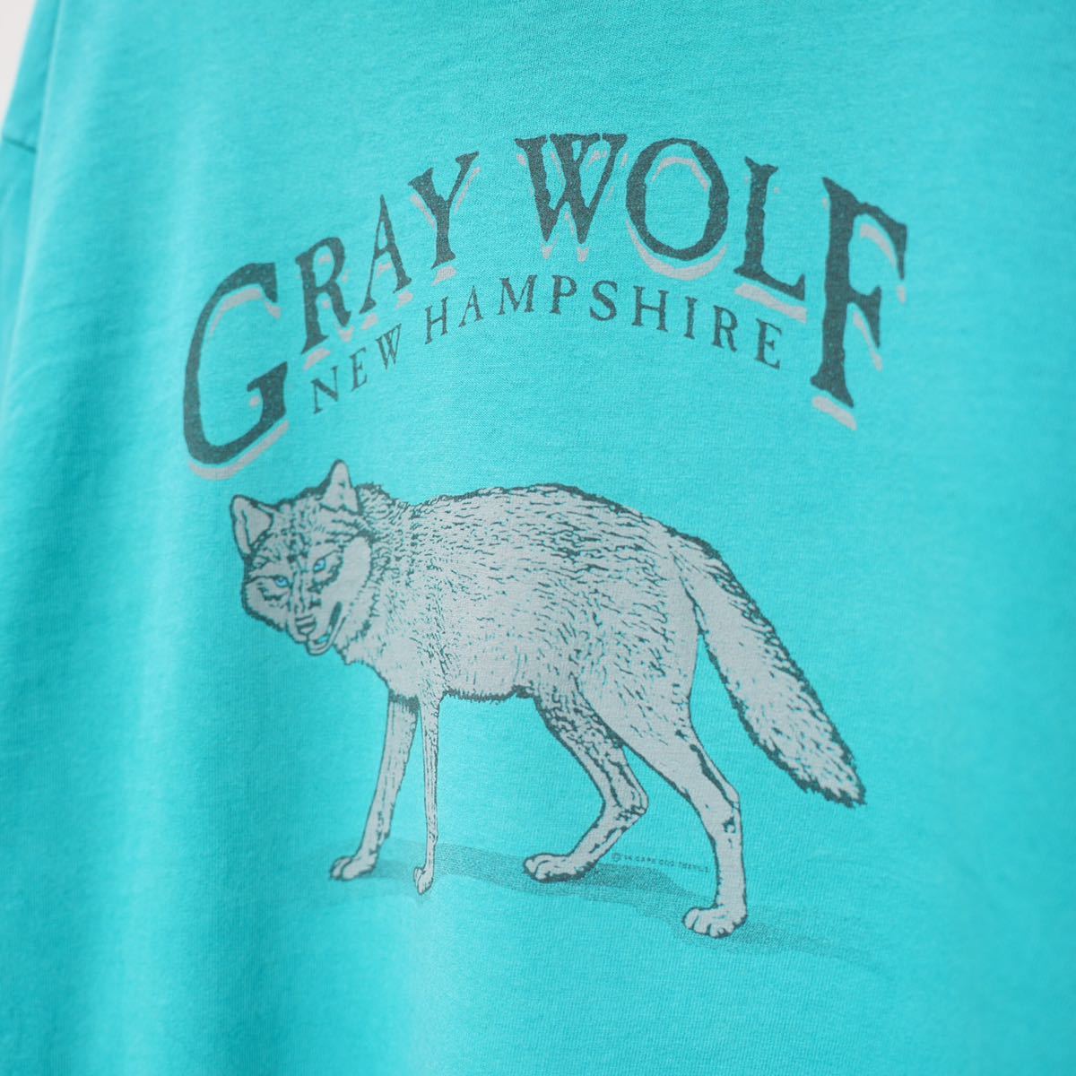 USA VINTAGE GRAY WOLF WOLF PRINT DESIGN T SHIRT/アメリカ古着オオカミプリントデザインTシャツ