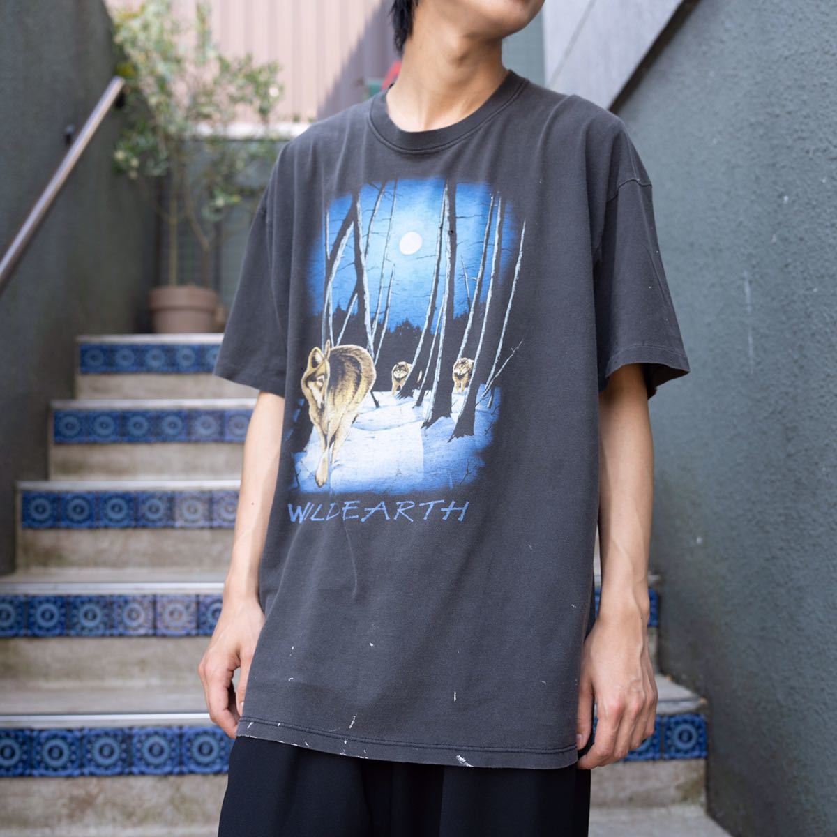 印象のデザイン SHIRT T DESIGN PRINT WOLF Ford Spring god of touch