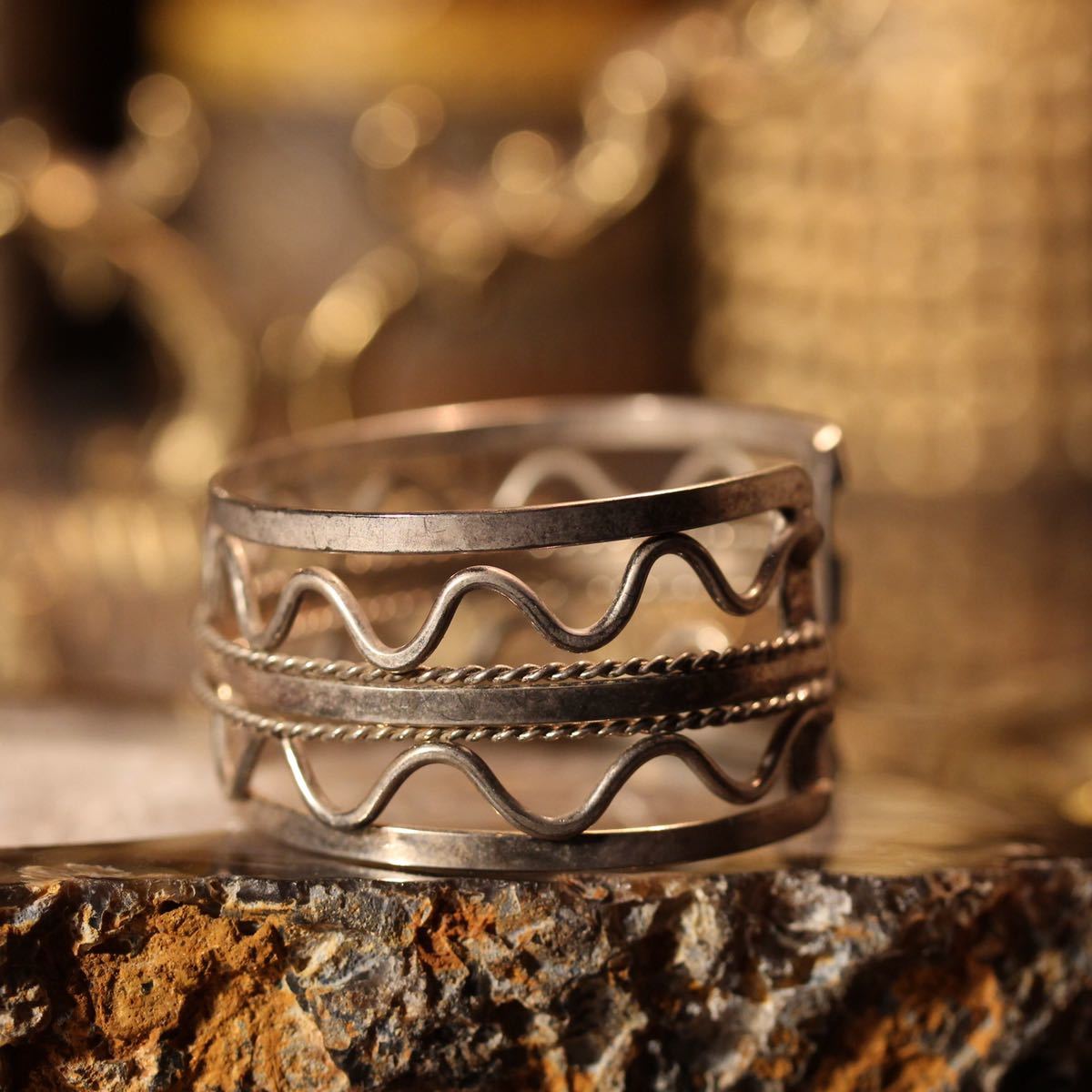 USA VINTAGE DESIGN SILVER MEXICAN BANGLE/アメリカ古着デザインシルバーメキシカンバングル