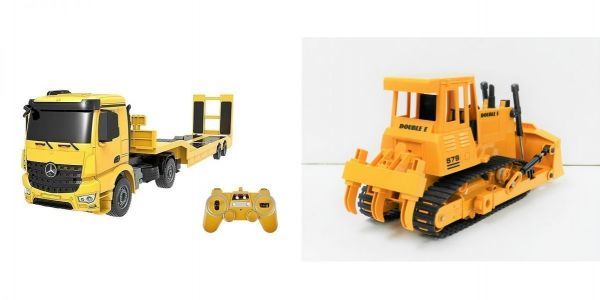 最も 【建設重機ラジコンシリーズセット】2.4GHz 1/20 重機回送大型トレーラーラジコン セット ☆1/20 2.4GHz ブルドーザーラジコン トラック、トレーラー