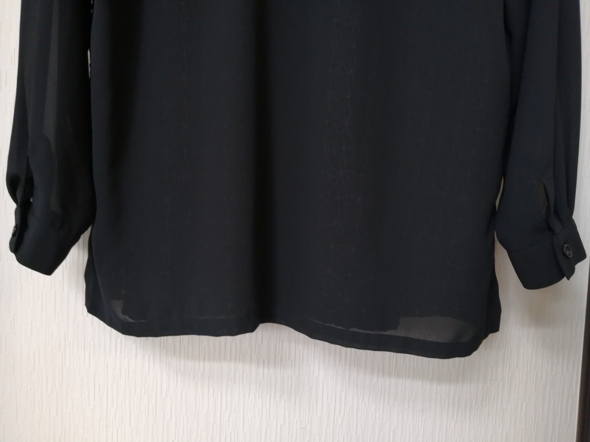 刺繍　ブラック　ロング　シースルー　シャツジャケット　ブラウス　オーバーシャツ