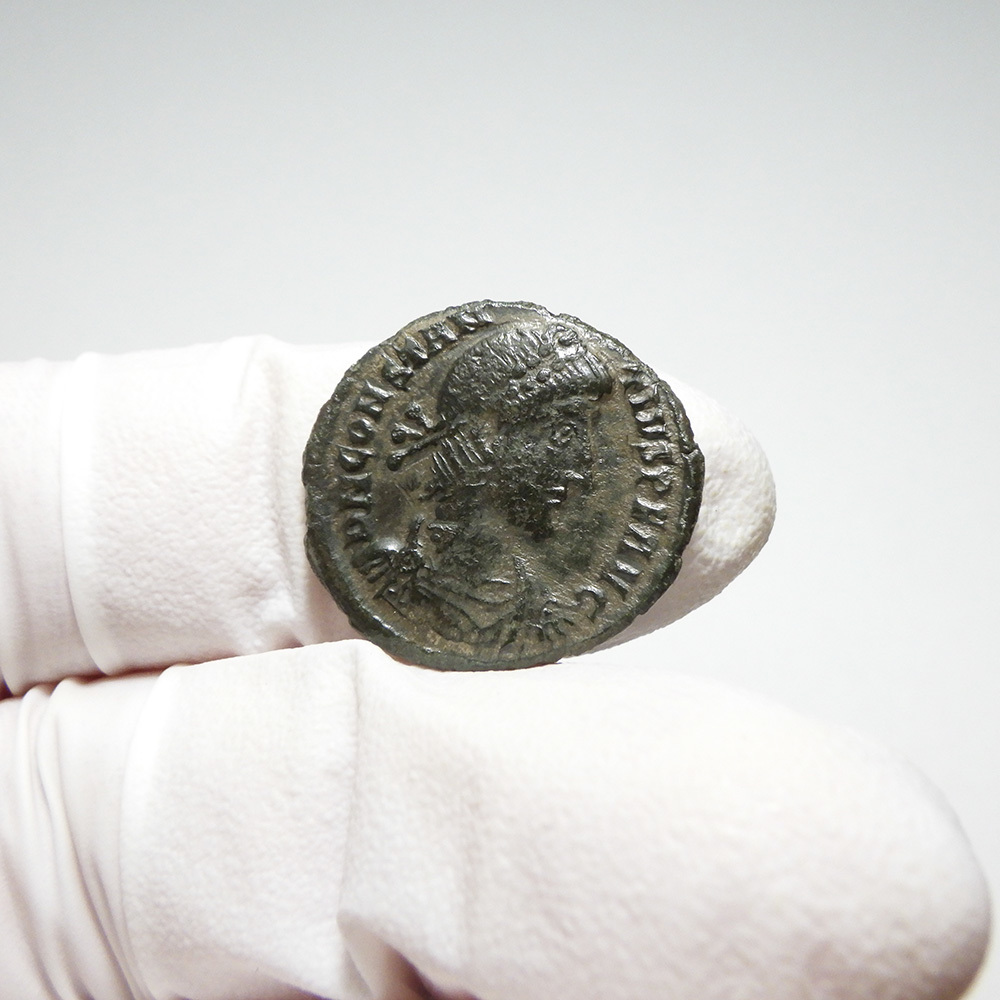 【古代ローマコイン】Constantius II（コンスタンティウス2世）クリーニング済 ブロンズコイン 銅貨 フォリス(amCeLwdUQS)_画像4