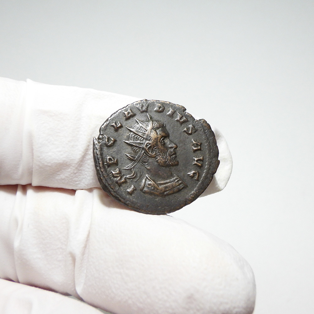 【古代ローマコイン】Claudius II（クラウディウス・ゴティクス）クリーニング済 ブロンズコイン 銅貨 アントニニアヌス(2br5kxj2dB)_画像4