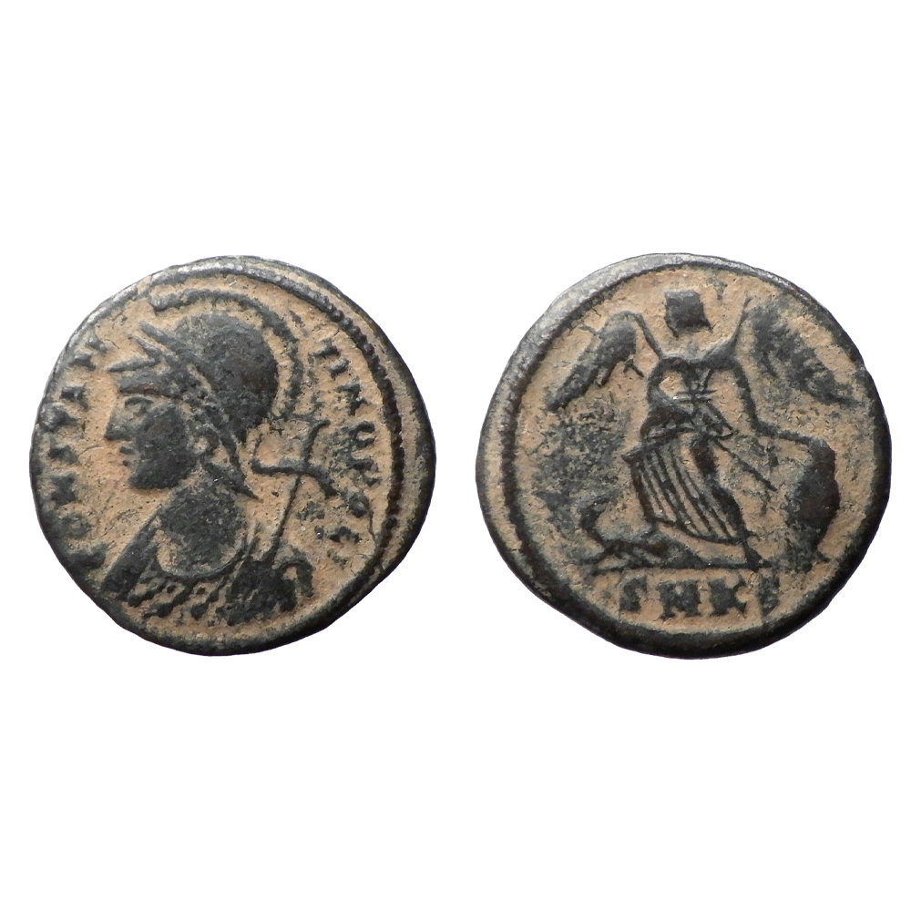 【古代ローマコイン】City Commem（コンスタンティノポリス記念）クリーニング済 ブロンズコイン 銅貨 フォリス(7YAZN9MSwz)_画像1