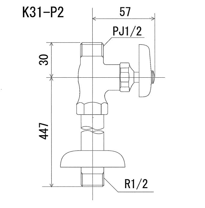 ◇未使用長期保管品◇ KVK ストレート形止水栓K31-P2 1箱2本入×6箱