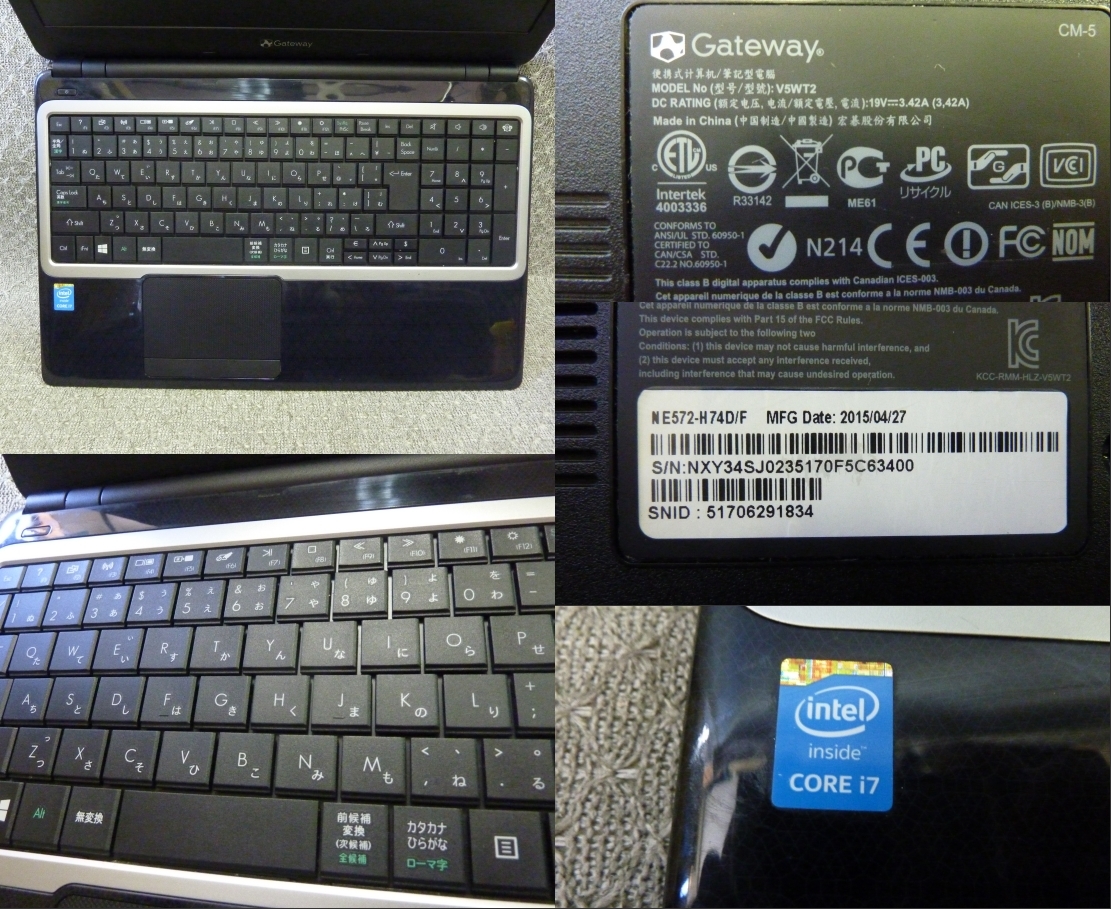 *Windows 7,10,11 OS выбор возможно 15.6~ Gateway NE572-H74D/F * Core i7-4510U 2.00GHz/4GB/500GB/S мульти- / беспроводной /Web камера / восстановление изготовление /2096