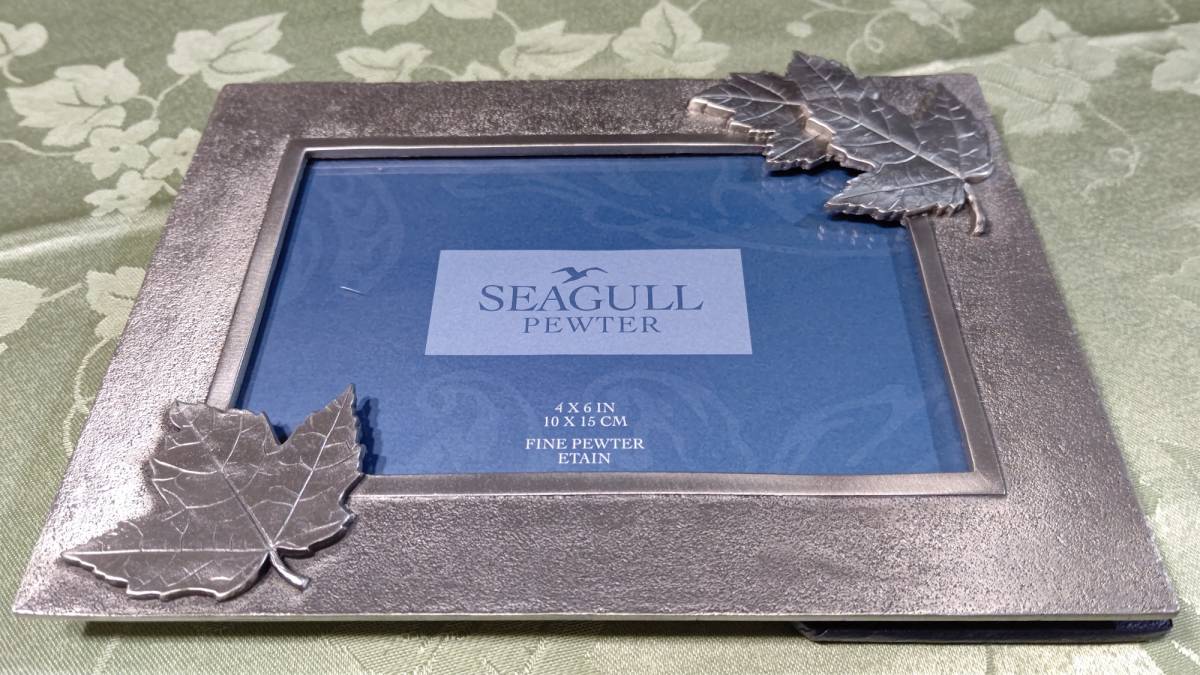 2001年 カナダ製 Seagull Pewter シーガルピューター 錫製 フォトフレーム (外枠19×14㎝内枠13.7×9㎝）メープルリーフ_画像6