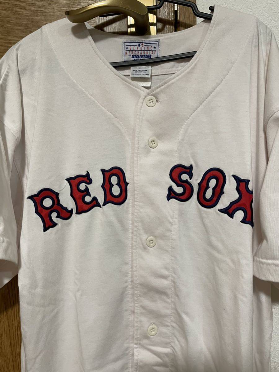 古着屋購入！STARTER RED SOX(レッドソックス)No.8刺繍ベースボールシャツ_画像2