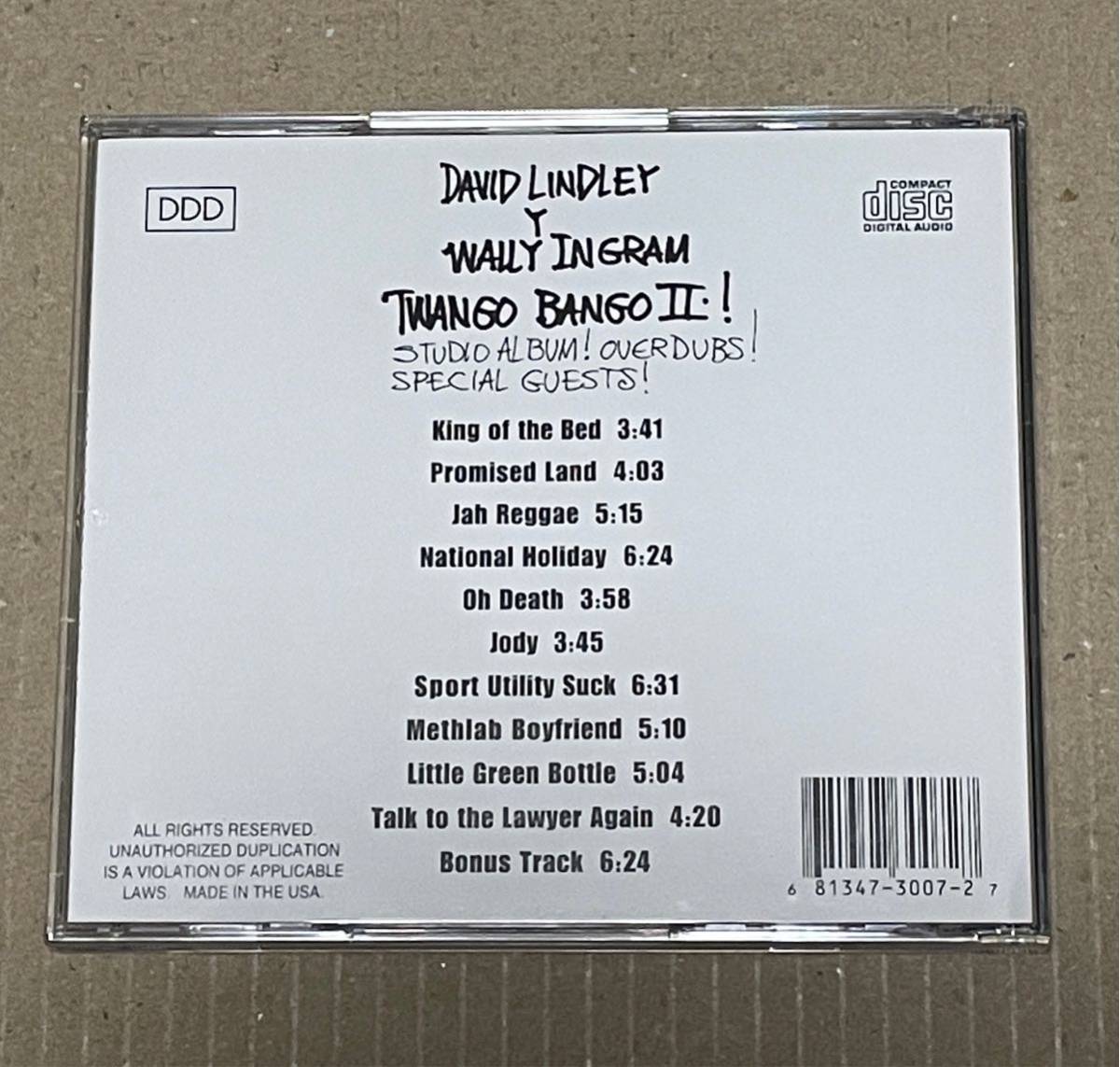 送料込 David Lindley Y Wally Ingram - Twango Bango II 輸入盤CD_画像2