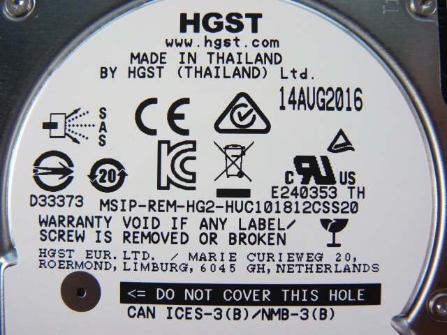 1OPU // HGST HUC101812CSS204 1.2TB 2.5 -inch SAS HDD 10K(10000)rpm 12Gb 15mm /A3C40184924 //Fujitsu PRIMERGY RX2530 M2 taking out // stock 3