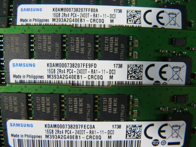 1ORO // 16GB 12枚セット計192GB DDR4 19200 PC4-2400T-RA1 Registered RDIMM M393A2G40EB1-CRC0Q 7097801//Oracle ZFS Storage ZS5-2 取外_画像3