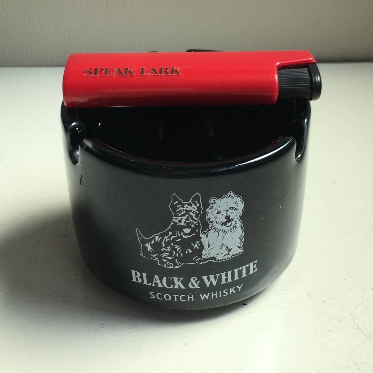 昭和レトロ　ブラック&ホワイト　Black&White　WHISKY SCOTCH　陶器　灰皿　スコッチ_画像6