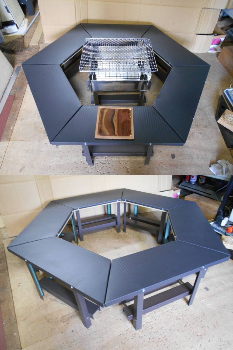 ヘキサテーブル 箱型焚き火台 セット 6角/焚き火テーブル ヘキサテーブル 箱型焚き火台 セット 6角/焚き火テーブル