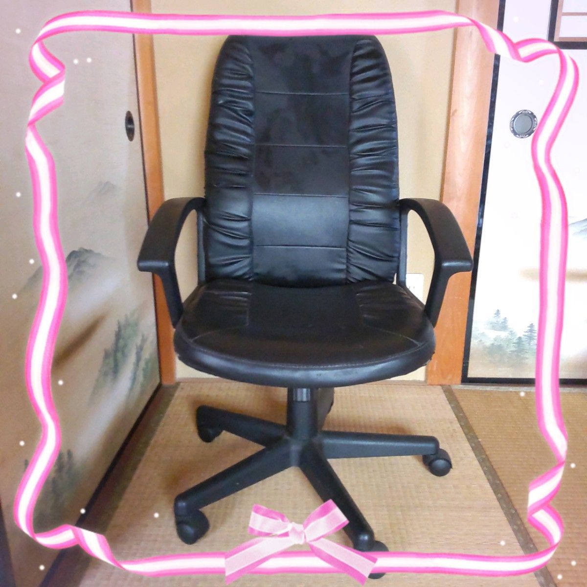 ★社長椅子 ゆったり 組み立て不要 包み込まれるような  黒 オフィスチェア事務椅子ブラック