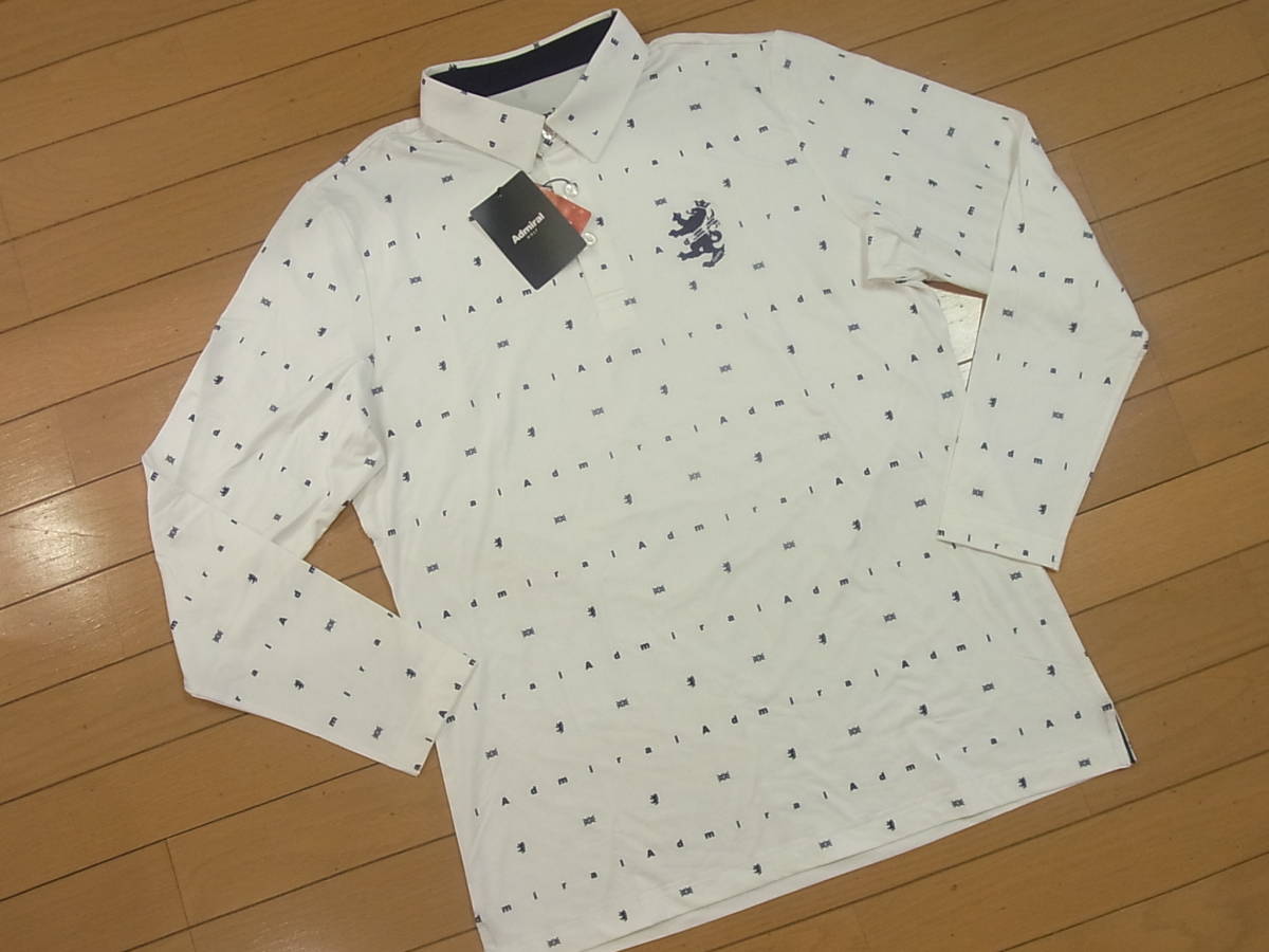 〓★新品タグ付 Admiral GOLFアドミラルゴルフ モノグラム長袖ポロシャツ/XL 定価14300円〓 _画像1