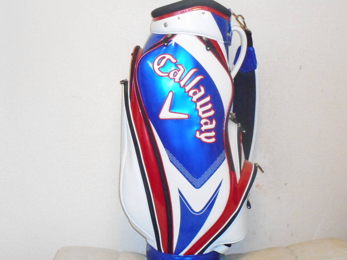 二手Callaway 9.0型琺瑯運動員運動車背（WHxBLUExRED） 原文:中古 Callaway 9.0型 エナメル アスリートスポーツカートバック (WHxBLUExRED)