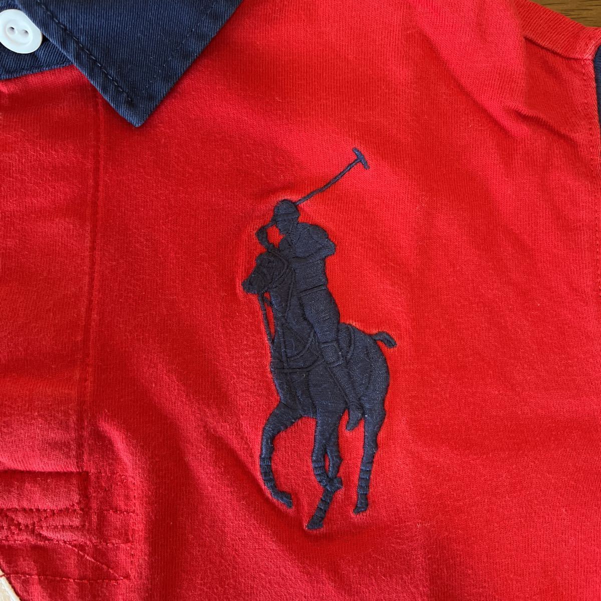 【RALPH LAUREN/ラルフローレン】ラガーシャツ　長袖ポロシャツ　Sサイズ/140㎝（8）　ビッグポニー　中古_画像3