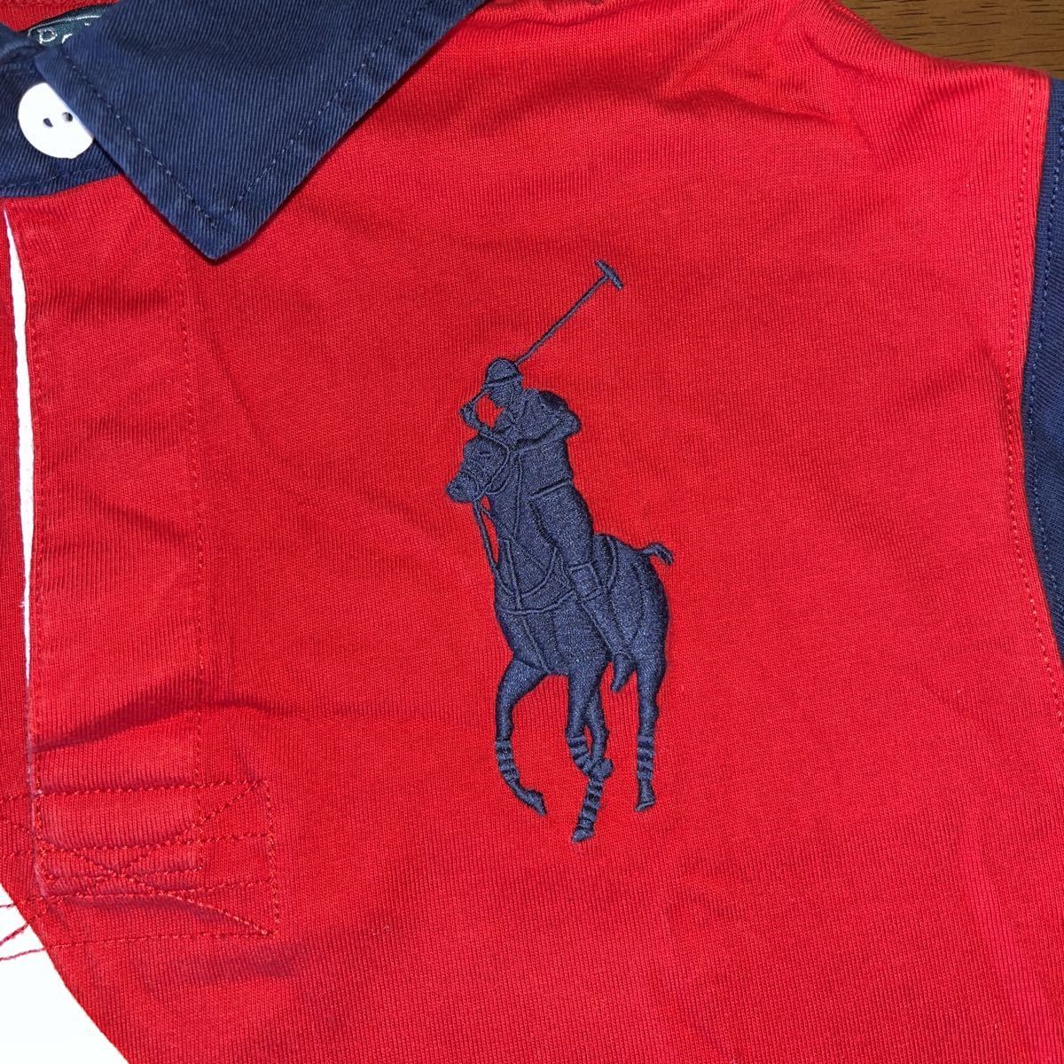 [RALPH LAUREN/ Ralph Lauren ] Rugger shirt polo-shirt with long sleeves M size /150.(10-12) big po knee used with defect 