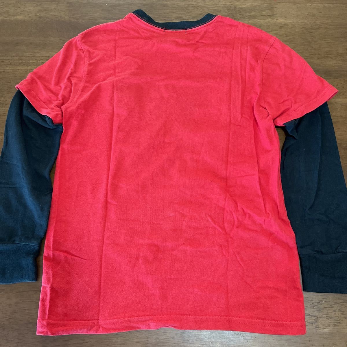 [RALPH LAUREN/ Ralph Lauren ] накладывающийся надеты способ long T футболка с длинным рукавом S размер /140.(8) большой po колено б/у красный × чёрный 