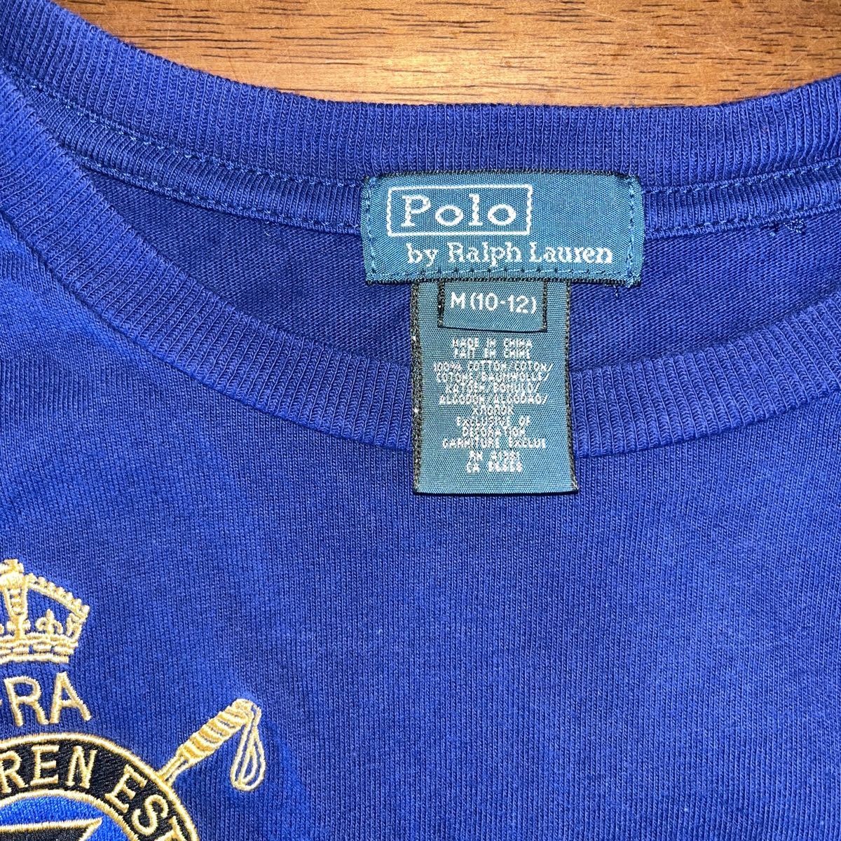 【RALPH LAUREN/ラルフローレン】ロンT　長袖Tシャツ　Mサイズ/150㎝（10-12）　ビッグポニー　中古　青　ブルー_画像2