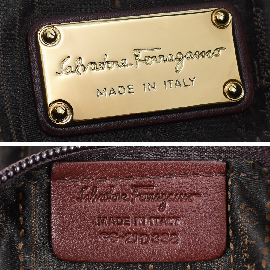 1点限定 新品同様 サルヴァトーレフェラガモ ショルダー ハンドバッグ レザー ボルドー Salvatore Ferragamo_画像9