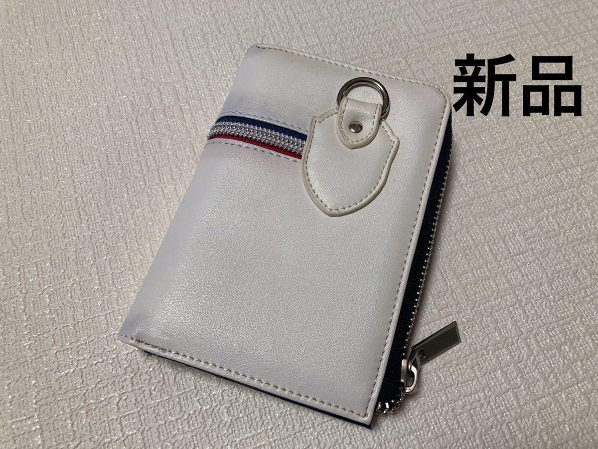 【新品】合皮 L字ファスナー レディース メンズ財布 白系、_画像1