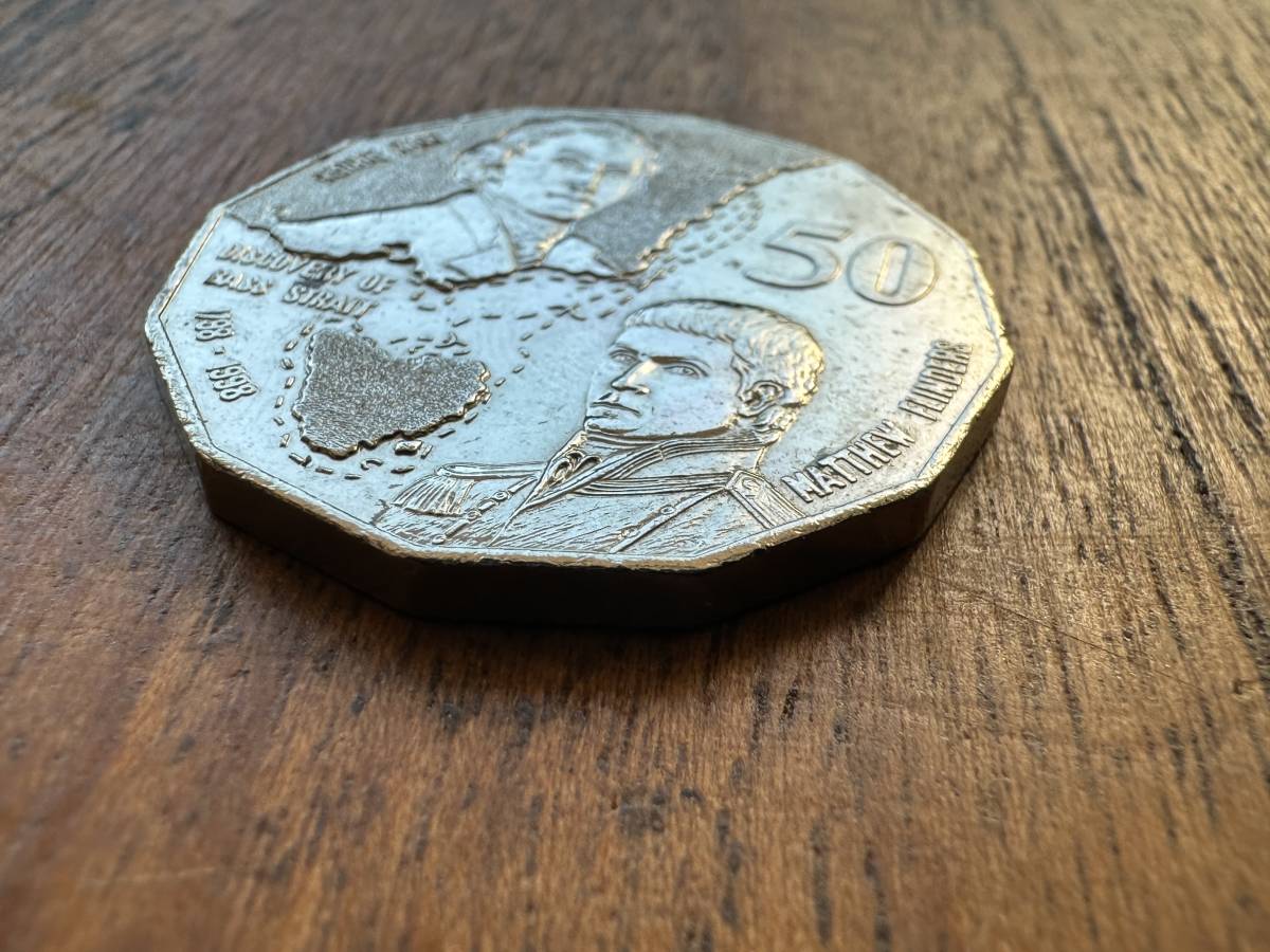 ★コレクター必見！！ オーストラリア 1998年 50セント 記念硬貨 シルバーカラー ビンテージ コレクション 外貨 コイン 約32㎜ Th081009_画像4