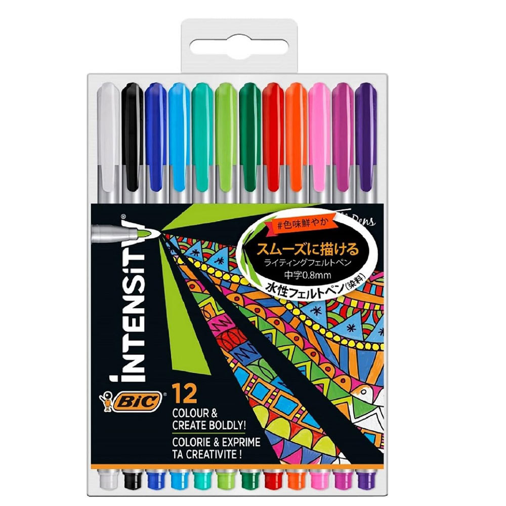 水性ペン フェルトペン 0.8mm 中字 12色 BIC ビック Intensity インテンシティ ITS-FEPMDPK12/1356ｘ３個セット/卸_画像1