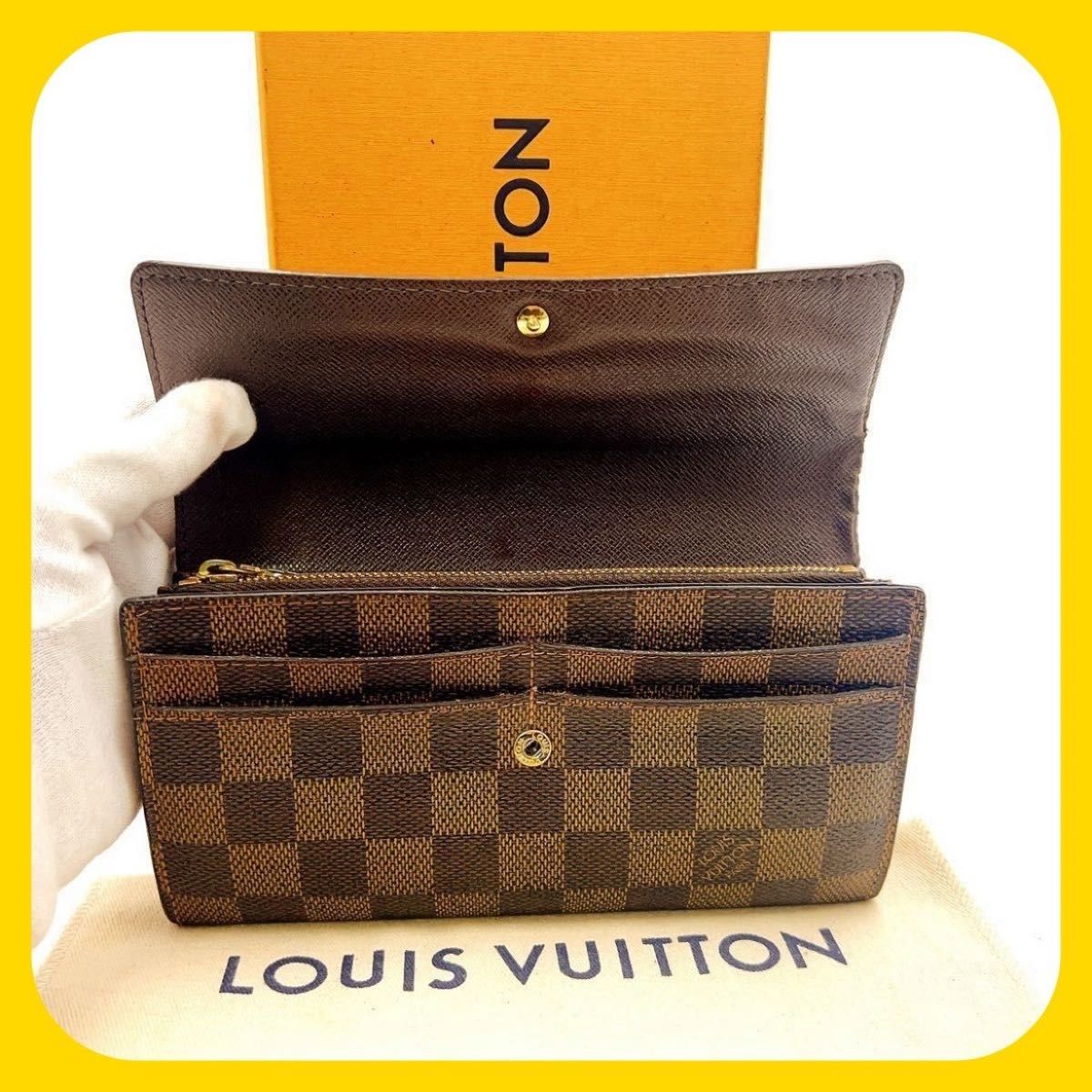 【ルイヴィトン】ダミエ メンズ レディース 二つ折り長財布 財布 LOUIS VUITTON