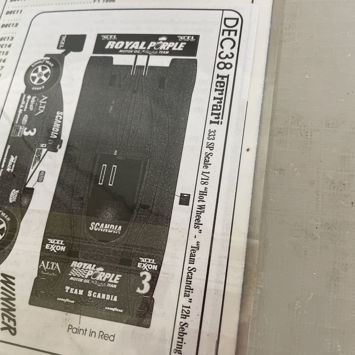 BBR デカール　シール　ステッカー　FERRARI 333 SP/97 SEBRING 1997 フェラーリ　未開封　レア品_画像5