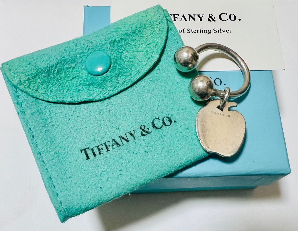 TIFFANY&Co ティファニー　キーリングキーホルダー　アップルプレートシルバー925〈保護袋・箱・ギャランティーカード付き〉