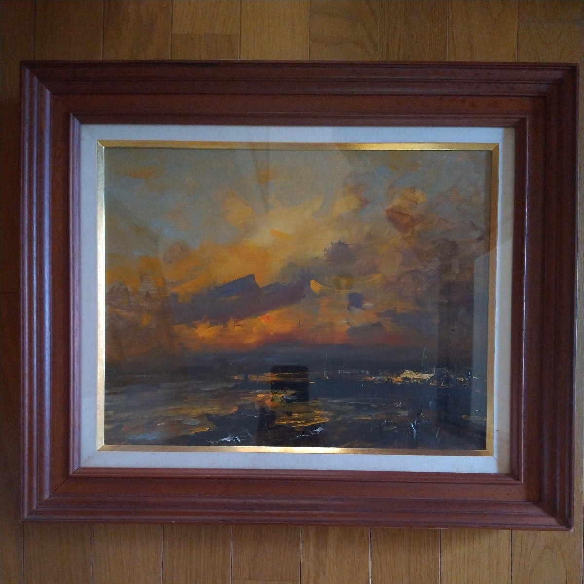 油彩 山本巌 画題: 港夕景 風景画 真作 油彩画 雅虎拍卖代购